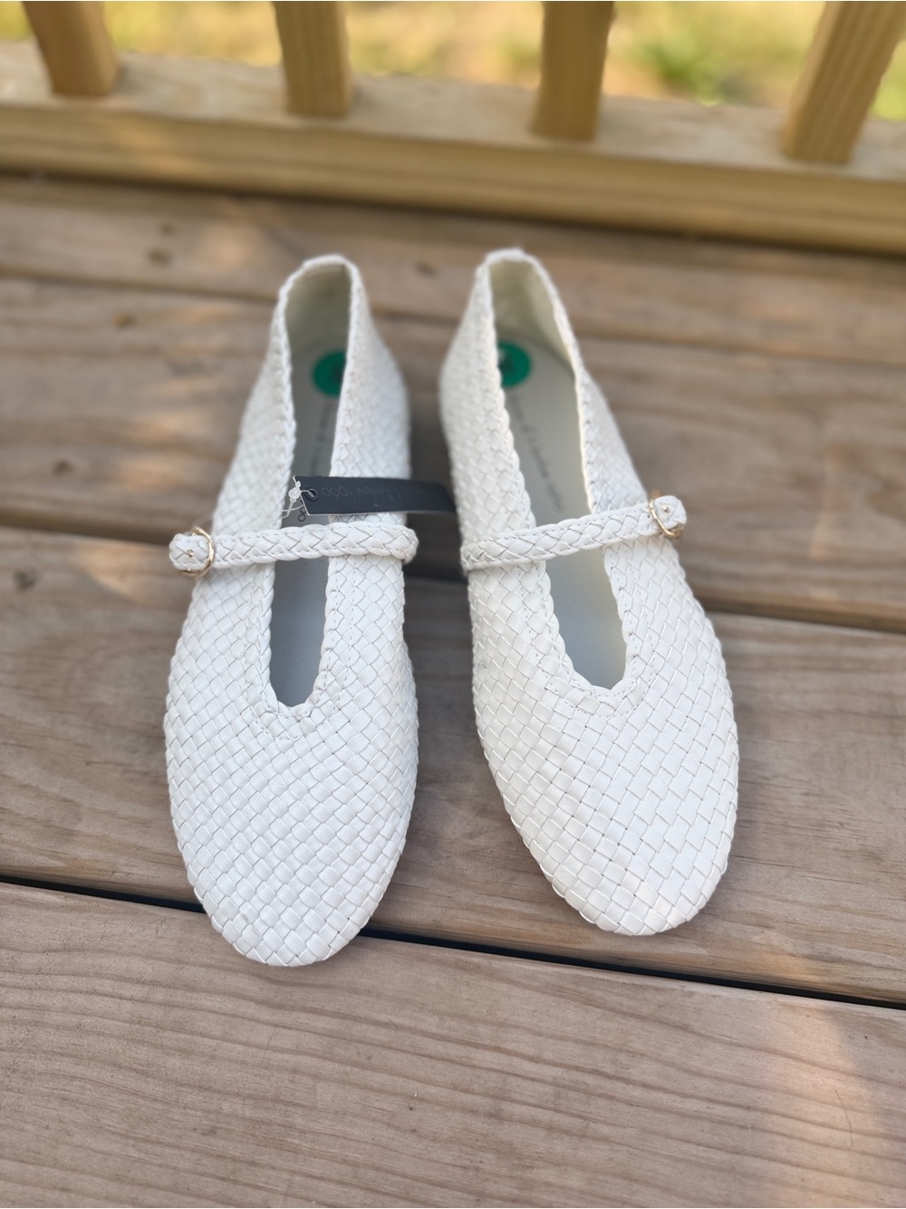 Women’s Braided Mary Jane Flats - White